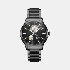 Men's Black Analog Stainless Steel Watch 672661 40 55 60